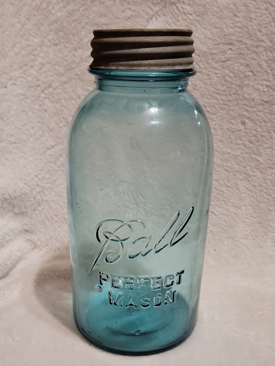 Vintage 1910-1923 Blue Ball Half Gallon Mason Jar